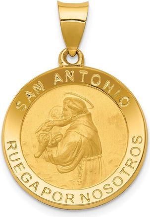 Diamond2Deal 14k Yellow Gold Polished Satin Hollow Spanish St. Anthony Medal Pendant