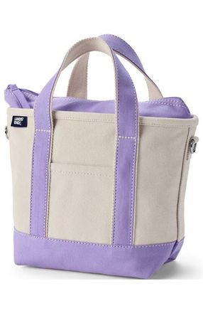 Lands End Zip Top Canvas Tote Bag in Natural/lavender Cloud at Nordstrom, Size Medium