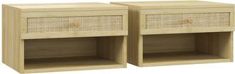 HOMCOM Mesitas de noche 40x34x23 cm madera natural