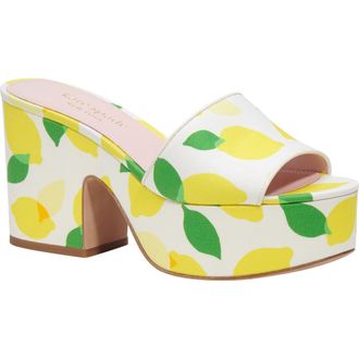 Kate Spade New York ibiza platform sandal in Lemon Toss/Parchment at Nordstrom, Size 8.5