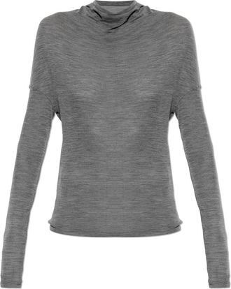 Victoria Beckham Lange Mouwen Top - Dames - Longsleeves - Grijs - M - Wol - Tops