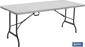 cofan Cofan - Mesa Plegable Rectangular Blanca Con Bloqueo De Seguridad 180x70x72 Cm