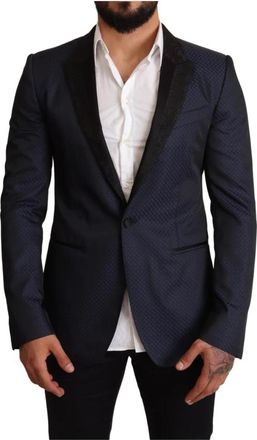 Dolce & Gabbana Sportjas- Slim Fit- Blauw- Italiaans Gemaakt - Heren - Blazers - Blauw - M - Wol - Jassen