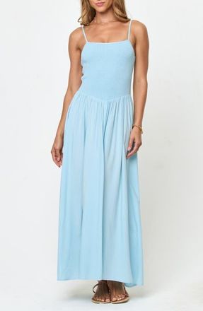 L*Space Misha Smocked Bodice Cover-Up Cotton Maxi Dress in Tourmaline at Nordstrom, Size X-Large