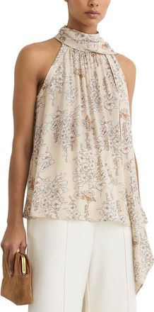 Reiss Josie Floral Print Scarf Neck Top