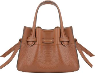 Pourchet Tassen, Dames, Bruin, ONE Size, Leer, Camel handtas maat S - van leer