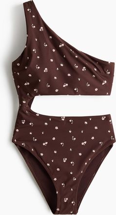 H&M One-Shoulder-Badeanzug mit wattierten Cups - Brown