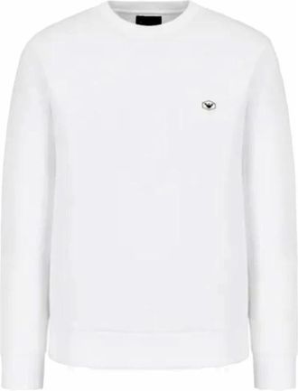 Armani Heren Katoenen Sweatshirt Essentials Collectie - Heren - Sweatshirts - Wit - S - Katoen - Hoodies & sweatvesten