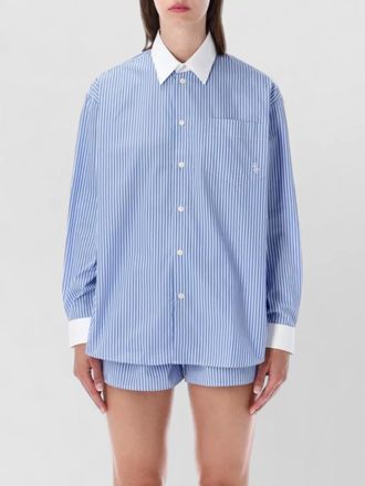 Sporty & Rich shirt contrast collar chest pocket stripes long sleeves
