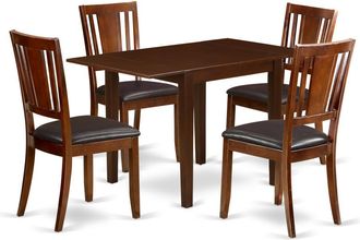 East West Furniture Dining Room Set Mahogany, NDDU5-MAH-LC