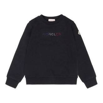 Moncler Kids Sweatshirts, male, Blue, 8 Y, Logo Detail Cotton Sweatshirt