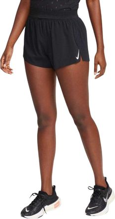 Nike Dames/Dames Aero Swift Geplooide Hardloopshort Mid Rise (Zwart)