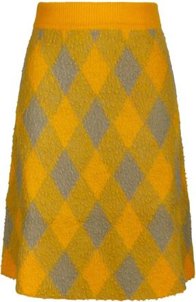Burberry Geruite wollen rok met ruitjesmotief - Dames - Midirokken - Veelkleurig - M - Wol - Rokken