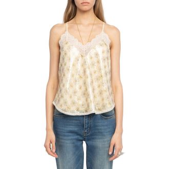 Zadig&Voltaire Christy Sequin Floral Cami in Vanille at Nordstrom, Size X-Small