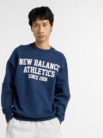 New Balance Uomo Varsity French Terry Graphic Crew in Blu, Cotone, Taglia XL