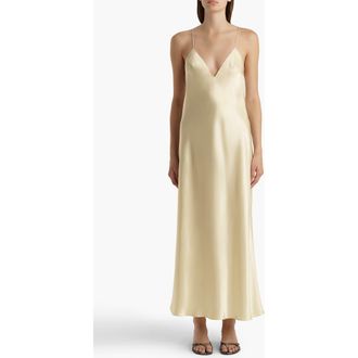 Khaite Taja Silk Satin Slipdress in Pale Yellow at Nordstrom, Size X-Small