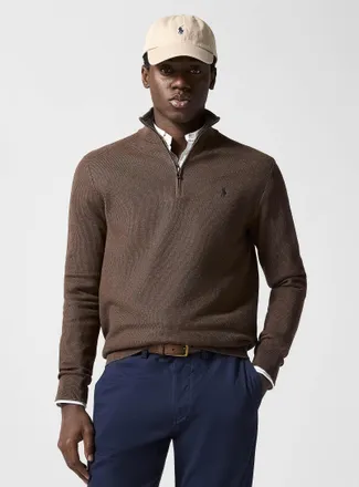 Polo Ralph Lauren Polo Shirt Ralph Lauren - Mens Honeycomb-stitch zip-neck sweater