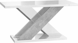 Mirjan24 Mesa Goodyear 117, Blanco brillante+ Hormigón, 75x90x120cm, Alargamiento, Aglomerado laminado