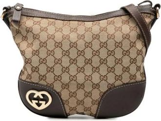 Gucci Pre-owned Shoulder Bags, female, Brown, Size: ONE SIZE Pre-owned Canvas Shoulder Bag
