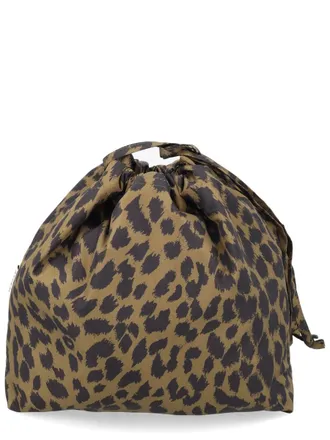 Aspesi Womens Leopard Print Handbag Animalier Polyester Handbags Hand Bags