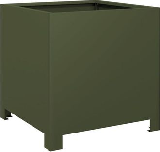 vidaXL Jardinera de acero verde oliva 40x40x40 cm Vidaxl