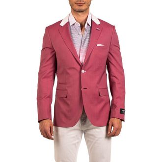 Maceoo Socrate Evo Resistance13 Contrast Trim Virgin Wool Blazer in Red at Nordstrom, Size Large
