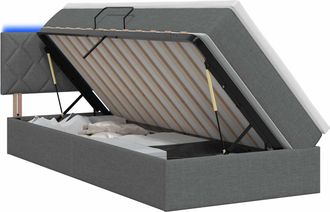vidaXL Cama De Almacenamiento Led Con Colch&oacute;n Gris Oscuro 100 X 200 Cm Vidaxl