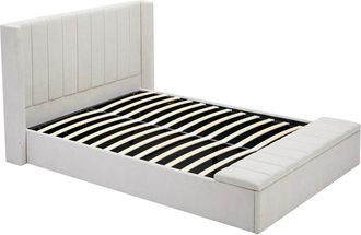 Vente-Unique Letto Con Contenitore 180 X 200 Cm Con Panca Tessuto Beige - Douino