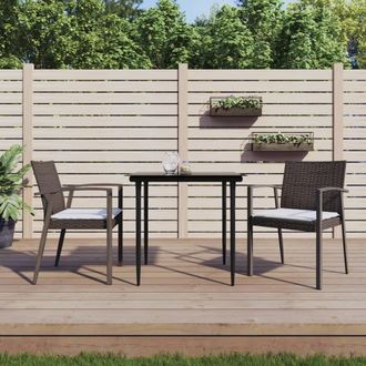 vidaXL Juego Comedor Jard&iacute;n 3 Piezas Y Cojines Rat&aacute;n Sint&eacute;tico Y Acero Vidaxl