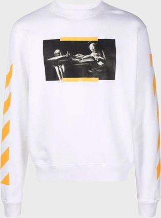 Off-white Mens Caravaggio Saint Jerome Writing Print Slim Fit Sweatshirt White Yellow - Size X-Small