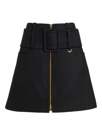 Patou belted zip-front mini skirt - Black