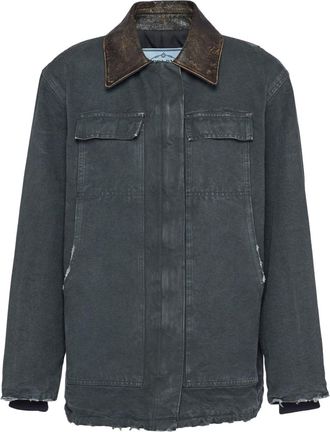 Prada distressed canvas jacket - women - Canvas - 38 - Grey