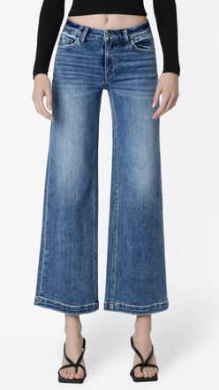 Flying Monkey Mid Rise Ankle Wide Leg Jeans In Medium Wash
