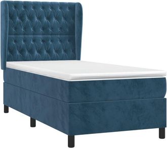 vidaXL Cama Box Spring Con Colch&oacute;n Terciopelo Azul Oscuro 80x200 Cm Vidaxl