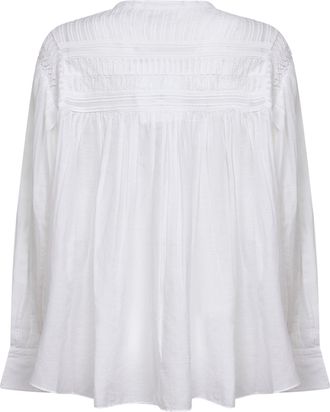 Isabel Marant Womens Gathered Voile Blouse White Cotton Shirt