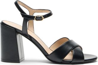 Stuart Weitzman Alyssa Block Sandal 85 - Dames - Sandalen met hakken - Zwart - 40 1/2 EU - Leer - Schoenen