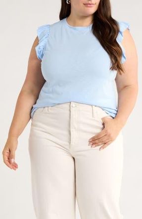 Caslon Ruffle Sleeve Top in Blue Windsurfer at Nordstrom Rack, Size 3X