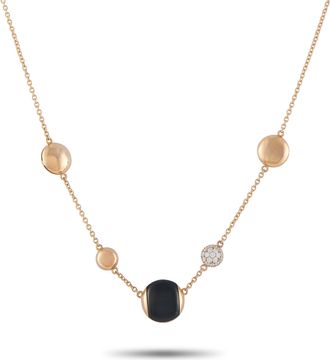 Roberto Coin 18K Rose Gold Diamond and Onyx Necklace RC34-050526