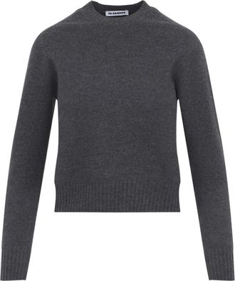 Jil Sander Trui met ronde hals - Dames - Ronde hals truien - Grijs - M - Kasjmier - Truien & Vesten