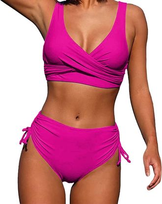 Generic Bikini Sets for Older Women UK Two Piece Swimsuits High Waisted Top Swimwear Tankini Bottoms Tummy Control Printed Plus Size Bathing Suits Beachwear