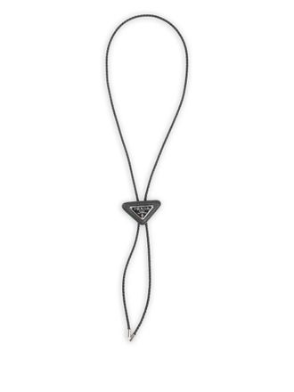 Prada triangle leather tie - Black