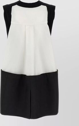 sacai cotton asymmetric patchwork mini dress
