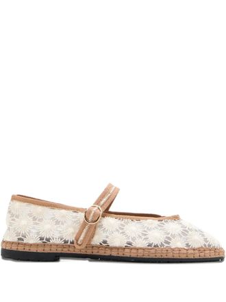 Flabelus Pierre Sun Flower espadrilles met gesp - Wit