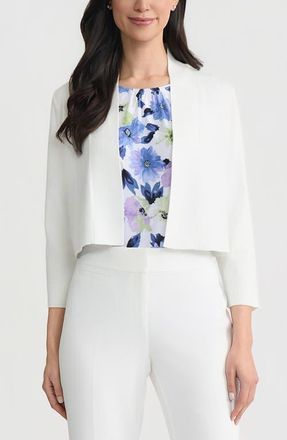 Kasper Kissing Front Crop Cardigan in Lily White at Nordstrom, Size X-Large P