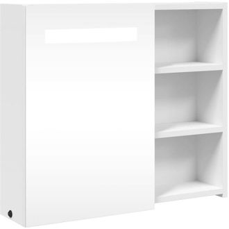 vidaXL Mueble de baño con espejo y luz led blanco 60x13x52 cm Vidaxl