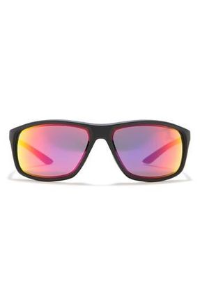 Nike Adrenaline 66mm Oversize Rectangle Sport Wrap Sunglasses in Matte Black/grey at Nordstrom Rack