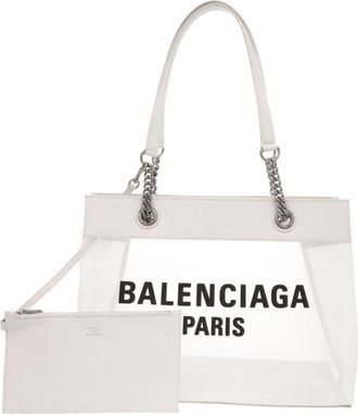 Balenciaga White Leather Mesh Tote Bag (Pre-Owned)