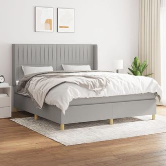 vidaXL Vidaxl - Cama Box Spring Con Colch&oacute;n Tela Gris Claro 160x200 Cm