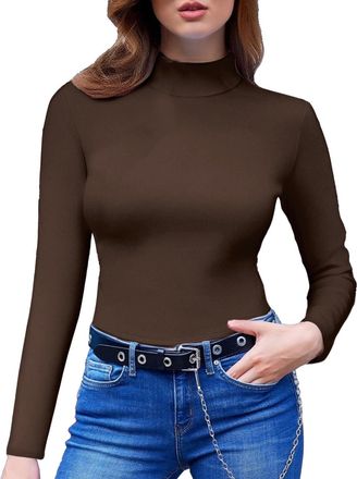 Generic Long Sleeve Tops Women,Sweater Women,Womens Cashmere Jumpers Oversized Wool Semi Turtleneck Sweaters Casual Pullover Long Sleeve Knitted Base Shirt La