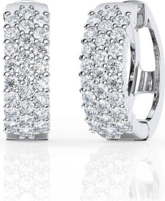 Grown Brilliance 2 Carat Lab Grown Diamond Cluster Hoop Earrings in Sterling Silver